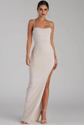Lola High Slit Crepe Dress